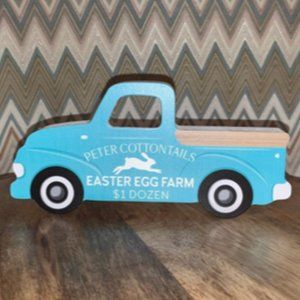 Shabby chic farmhouse truck Spring decor Peter cottontails Easter egg farm bunny